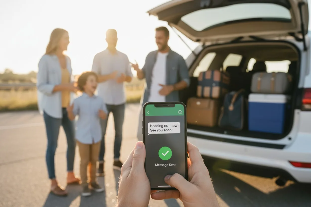 A person sending a direct message on a smartphone to secure a Safe Driver insurance policy and protect their family's income.